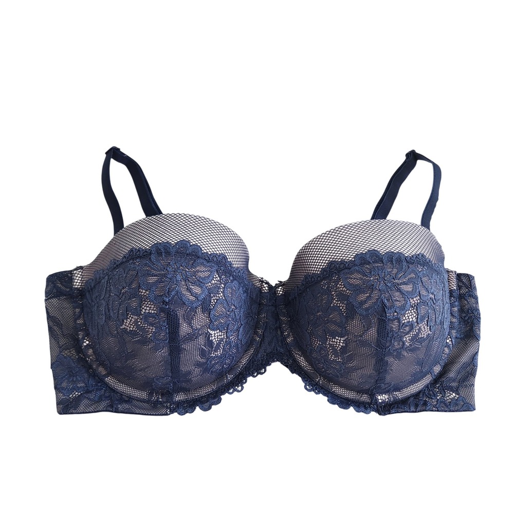 Maidenform Blue Floral Lace Mesh Underwire padded Bra 38DD